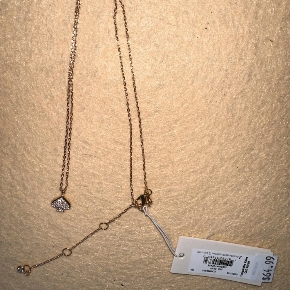 NWT Kate Spade Everyday Spade Necklace Rose Gold With Pave Pendant
